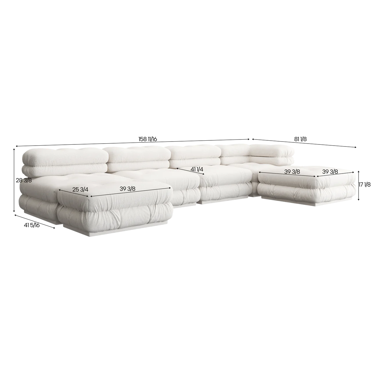 Cloud Sectional Sofa White Boucle - Image 6