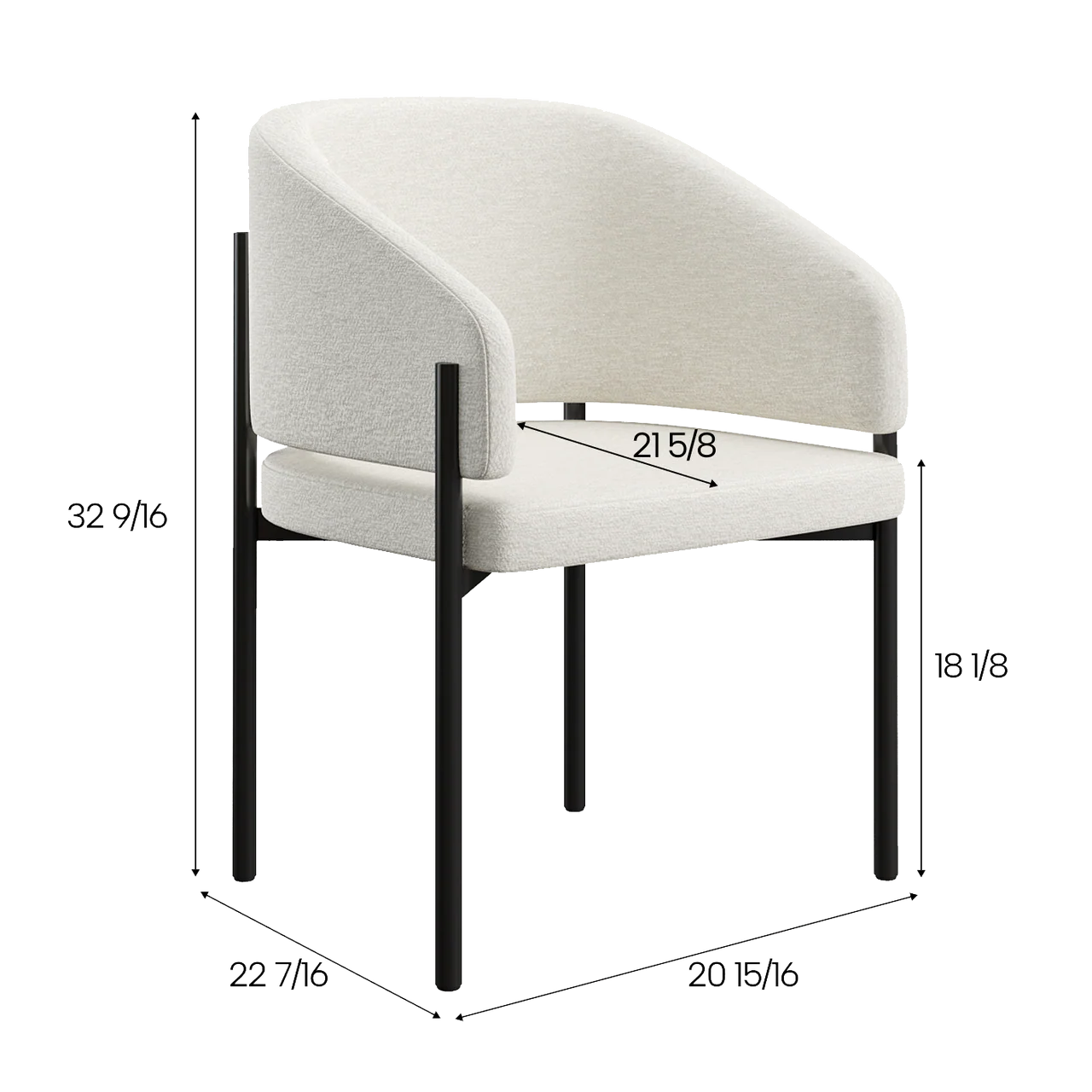 Oxford Dining Chair Off White & Black Frame - Image 4