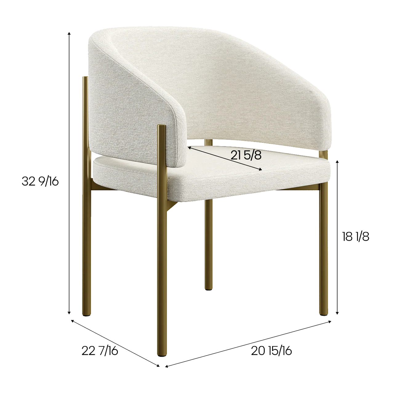 Oxford Dining Chair Off White & Brass Frame - Image 5