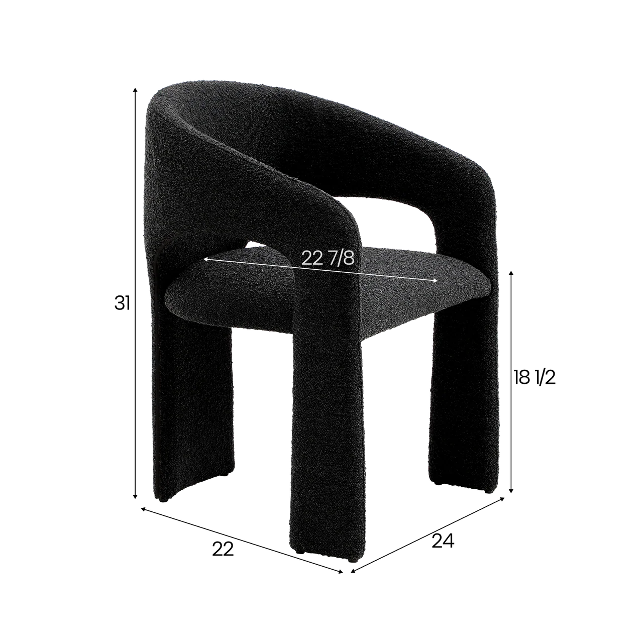 Aria Dining Chair Black Boucle - Image 3