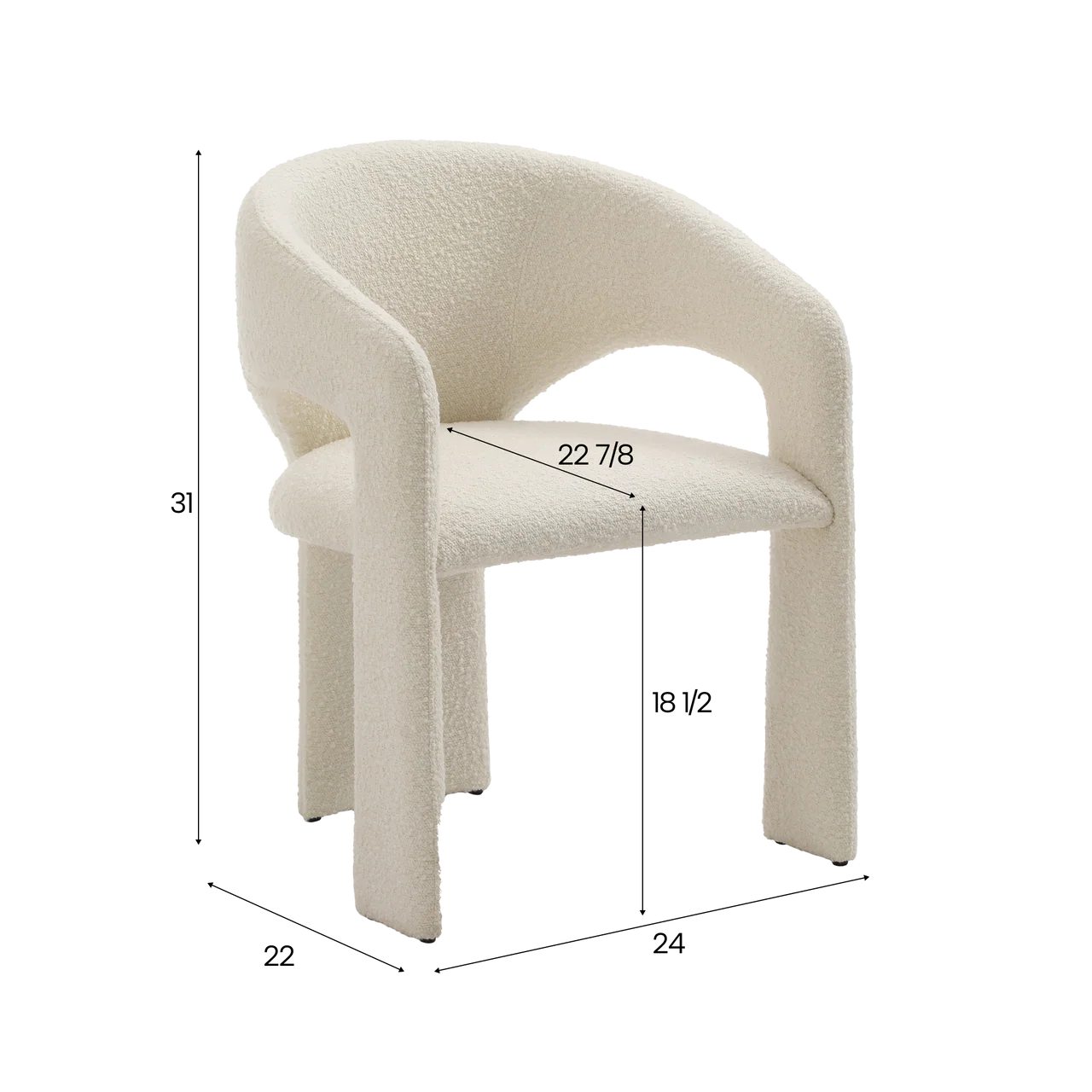 Aria Dining Chair White Boucle - Image 4