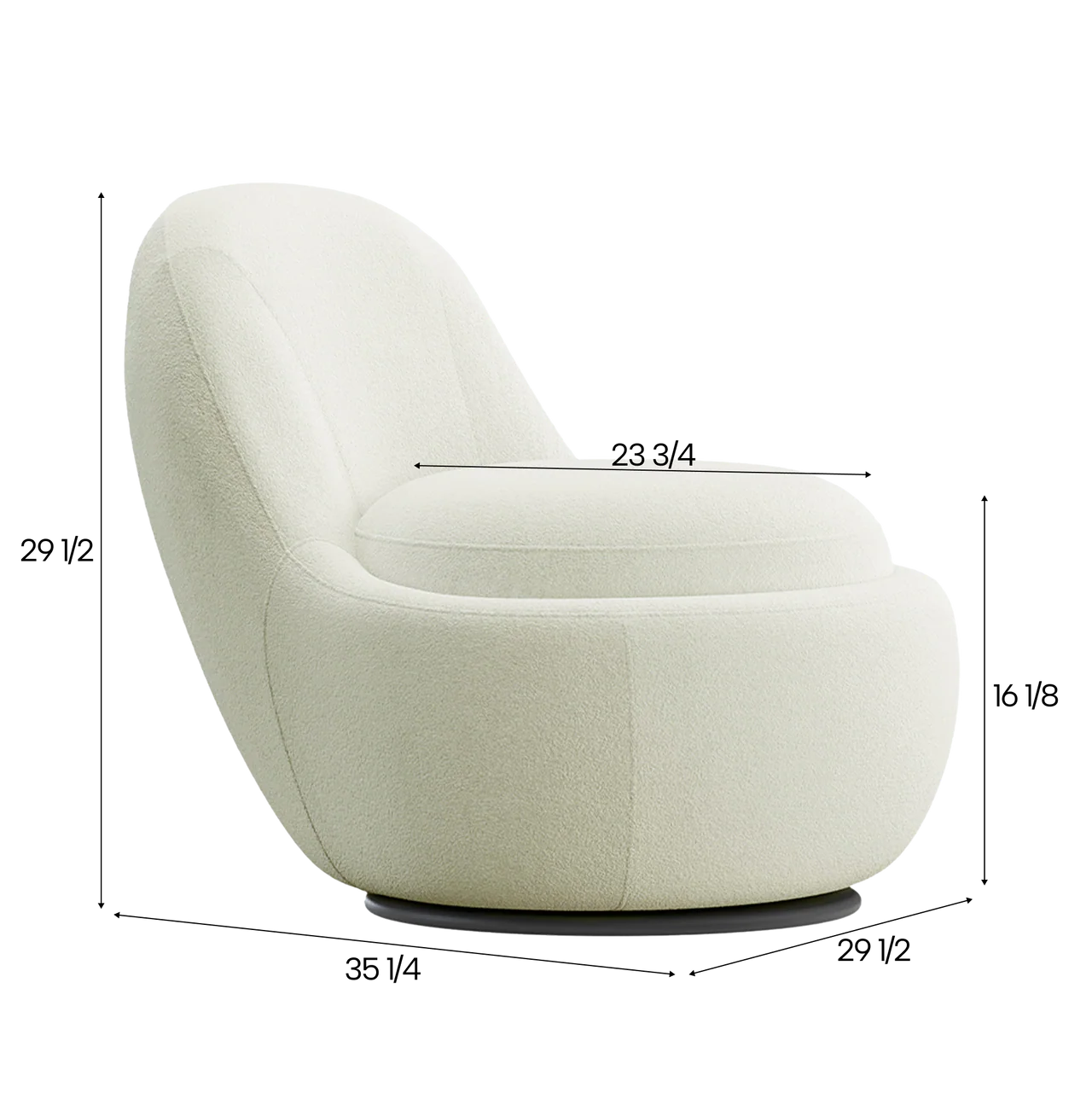 Boba Swivel Lounge Chair White Boucle - Image 6
