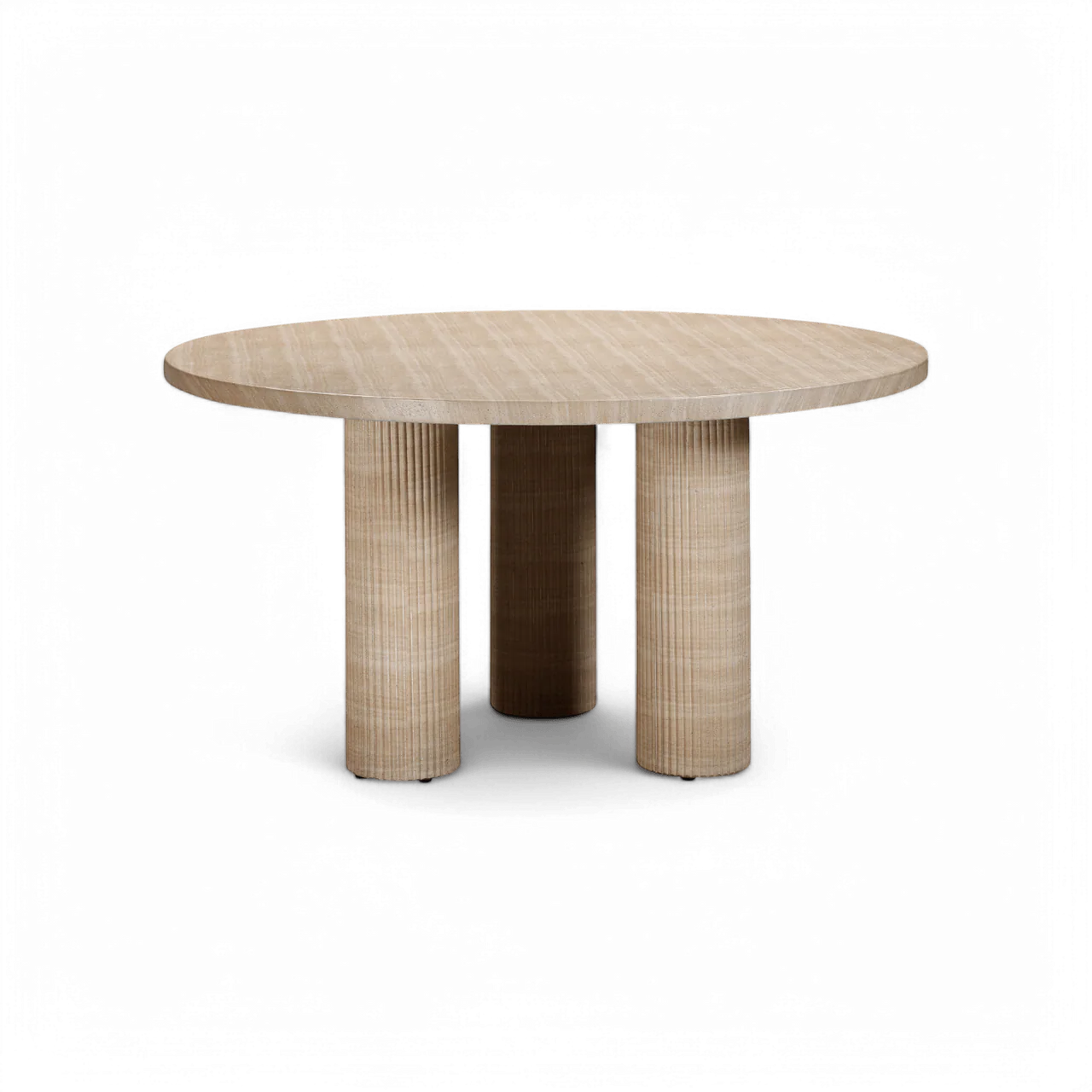 Orbit Travertine Indoor / Outdoor Round Dining Table - Image 3