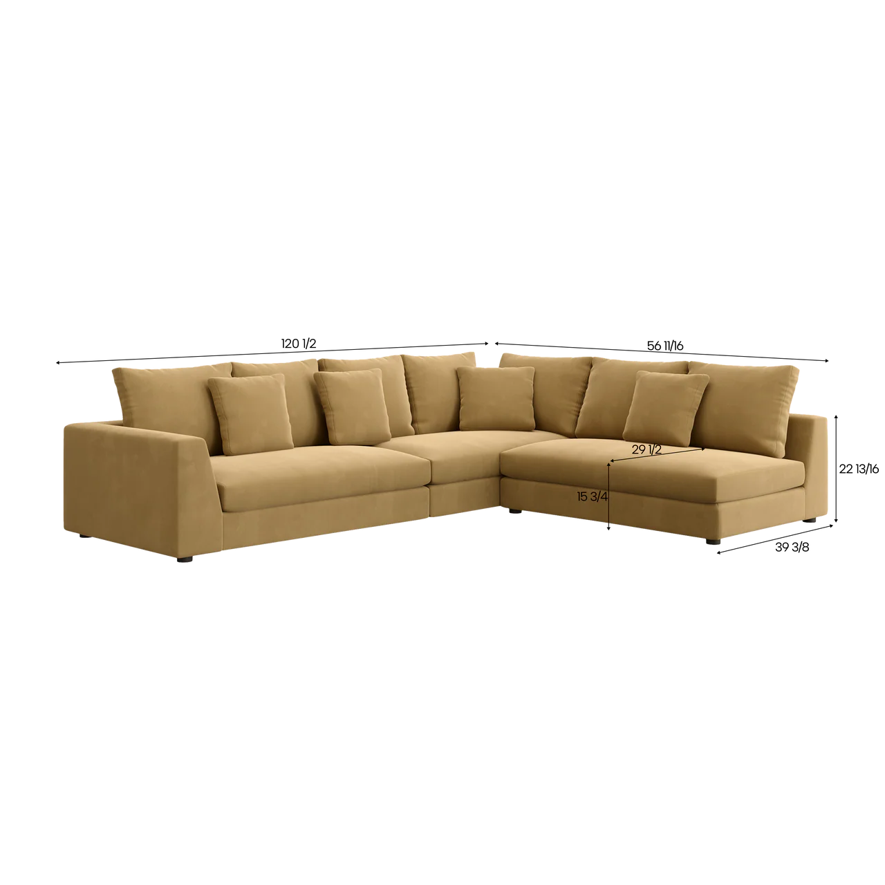 Gianni Sectional Sofa Camel Velvet - Image 3