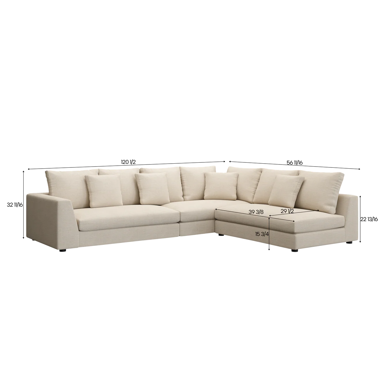 Gianni Sectional Sofa Cream - Image 4