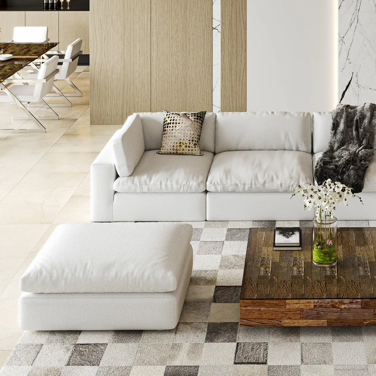 Bloom Ottoman White - Image 2