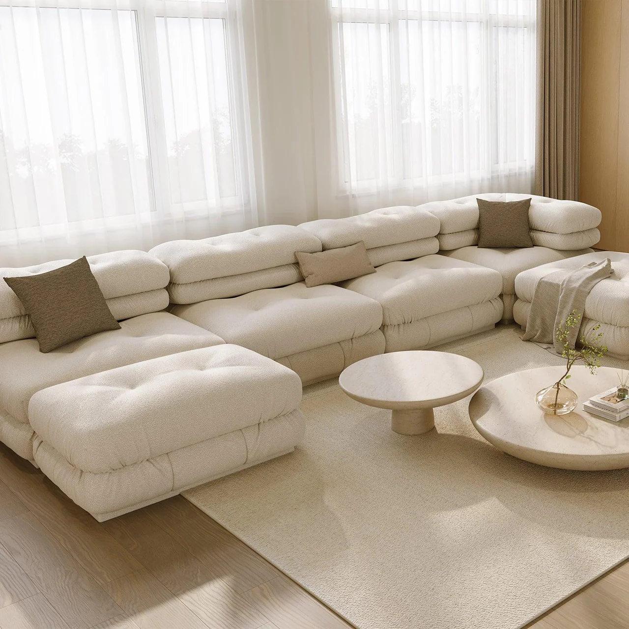 Cloud Sectional Sofa White Boucle - Image 5