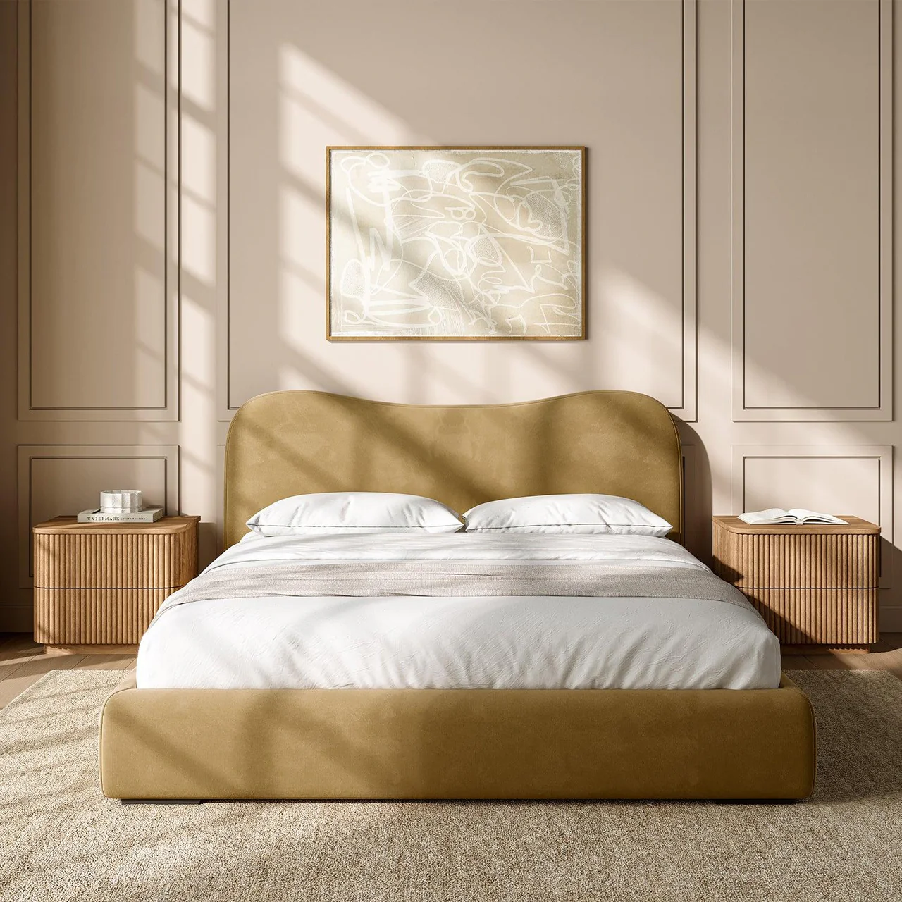 Nido Bed Camel Velvet - Image 3