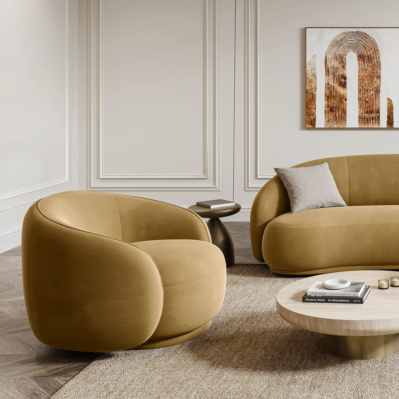 Nido Lounge Chair Camel Velvet - Image 5