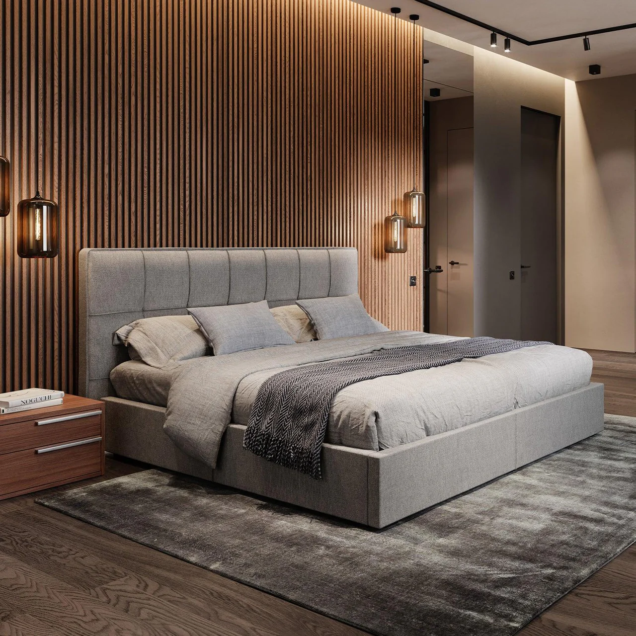 Oliver Fabric Bed Gray - Image 2