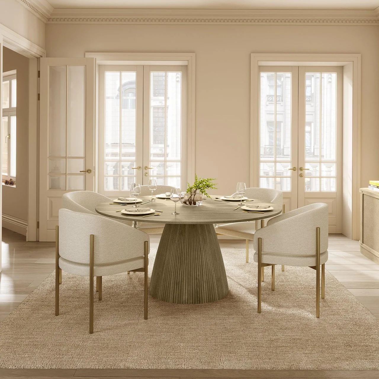 Oxford Round Dining Table Greige Oak - Image 3
