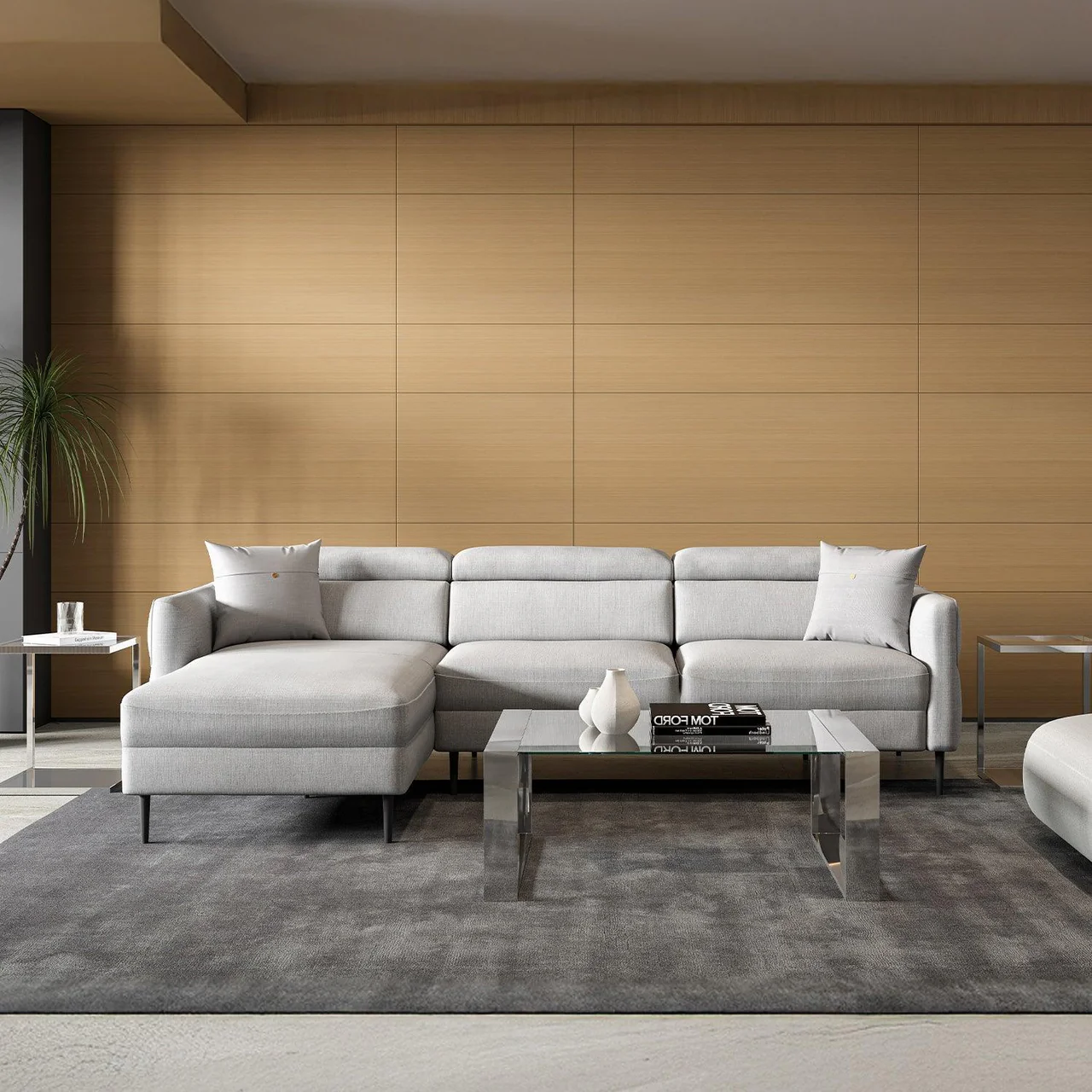 Luca Left Sectional Sofa Light Gray - Image 4