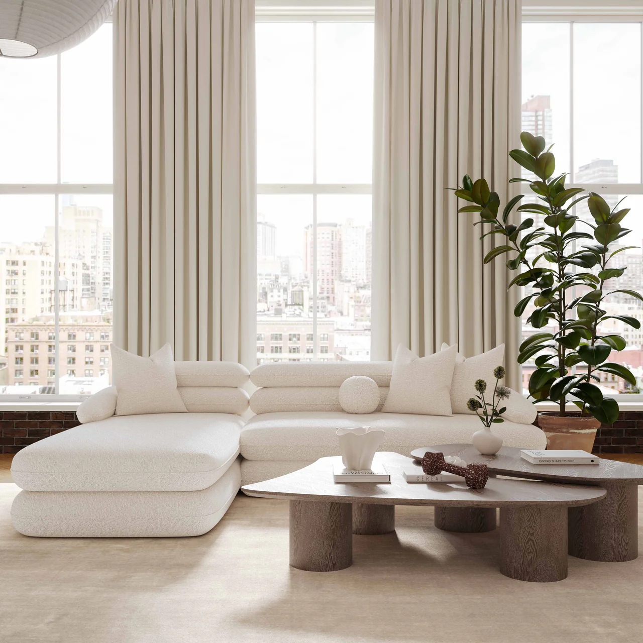 Niko Cream Boucle Modular LAF Sectional - Image 7