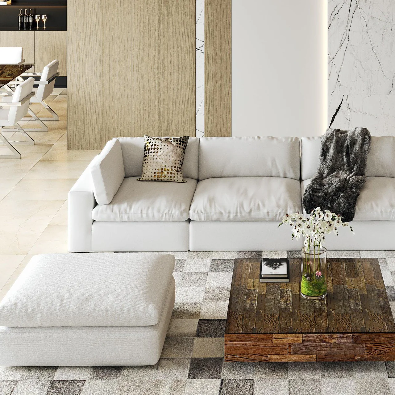 Bloom 4-Piece Modular Sofa White - Image 4