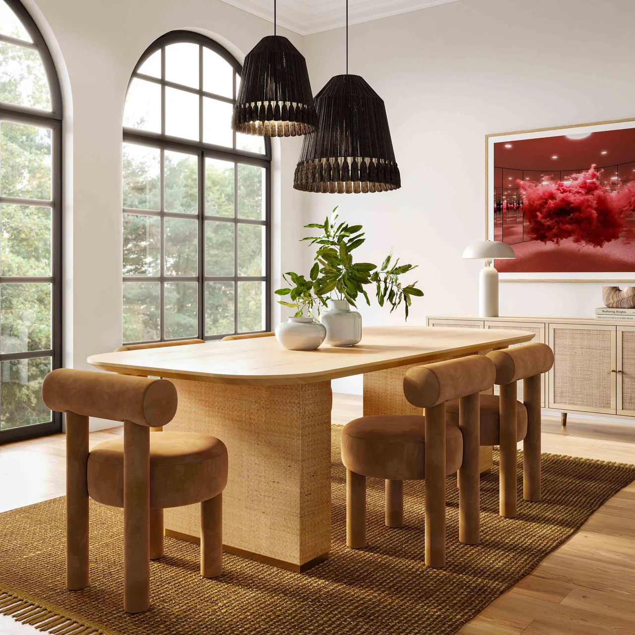 Arch Camel Velvet Dining Chair - Image 3
