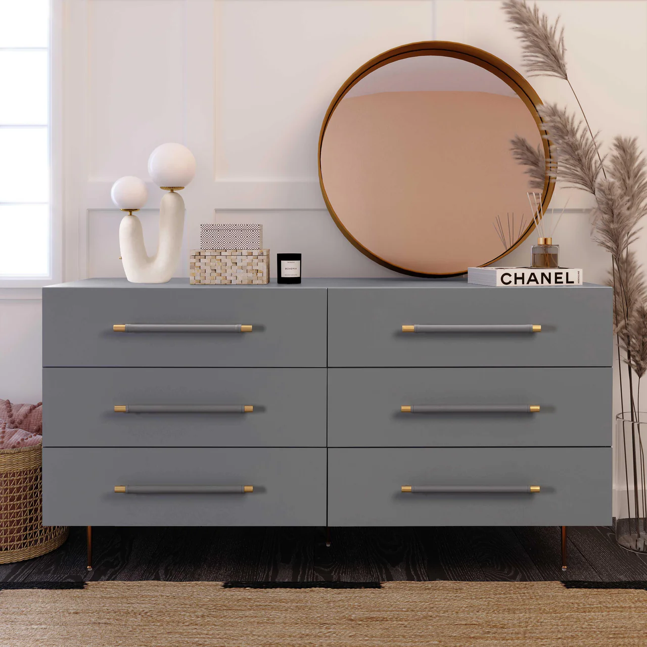 Glade Grey 6 Drawer Dresser - Image 3