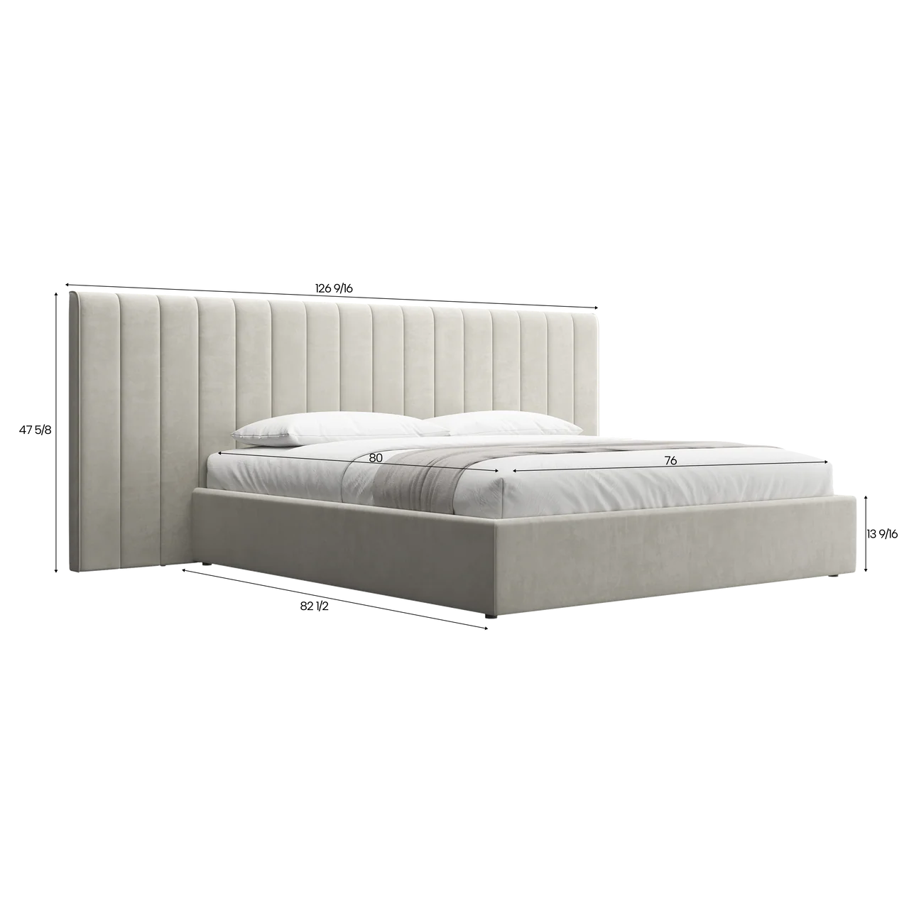Dune King Bed Beige Velvet - Image 5