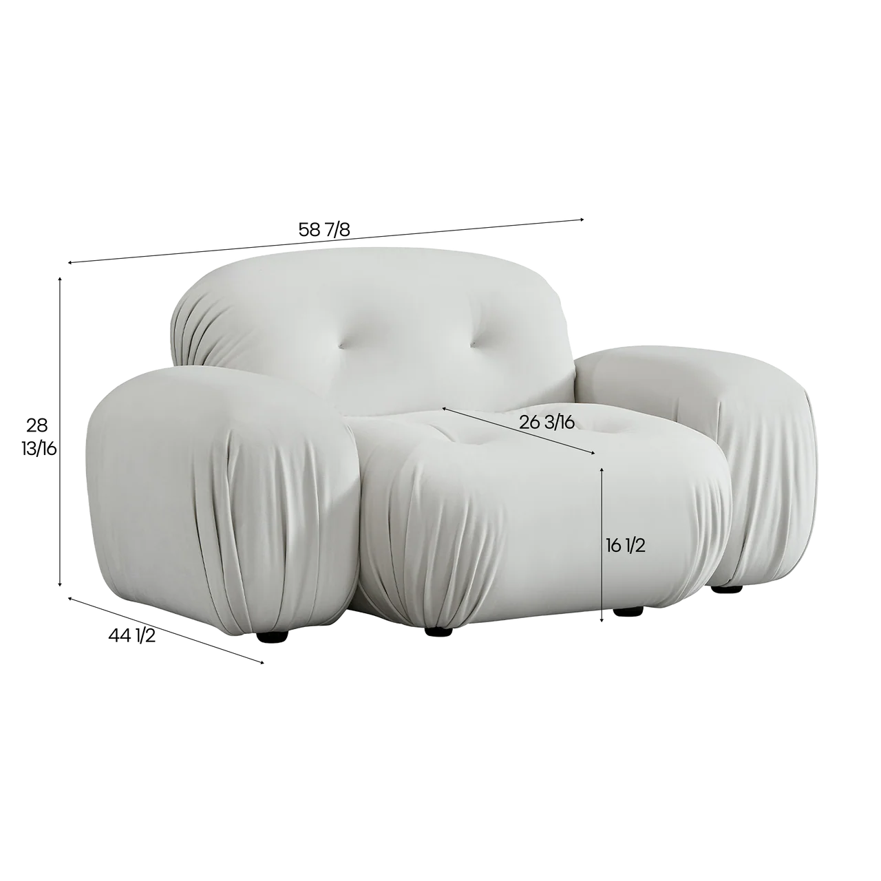 Dune Lounge Chair Off White Velvet - Image 3