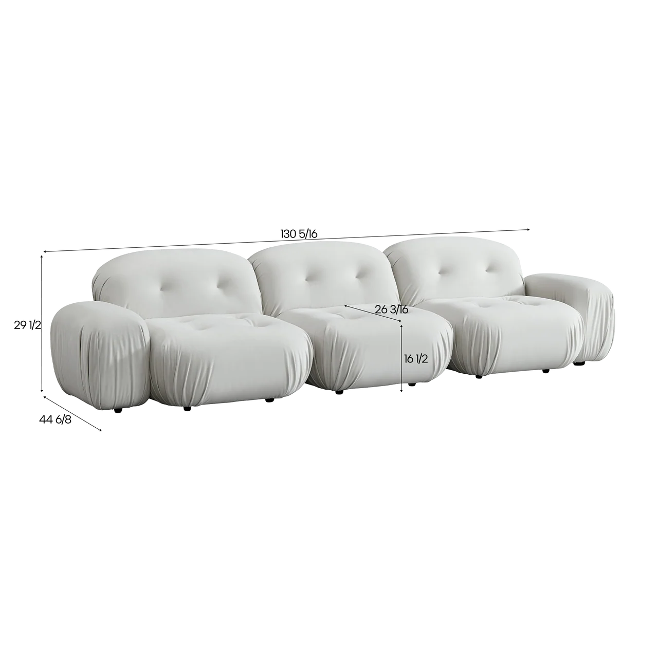 Dune Sectional Sofa Off White Velvet - Image 4