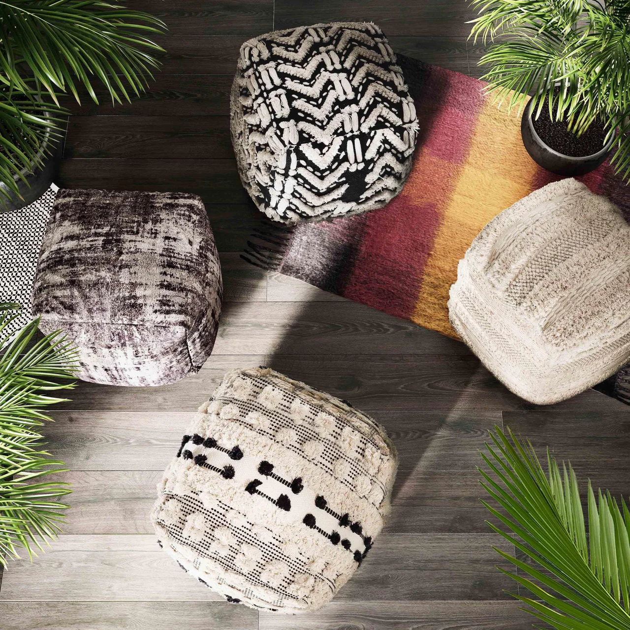 Sage Cotton Pouf - Image 3