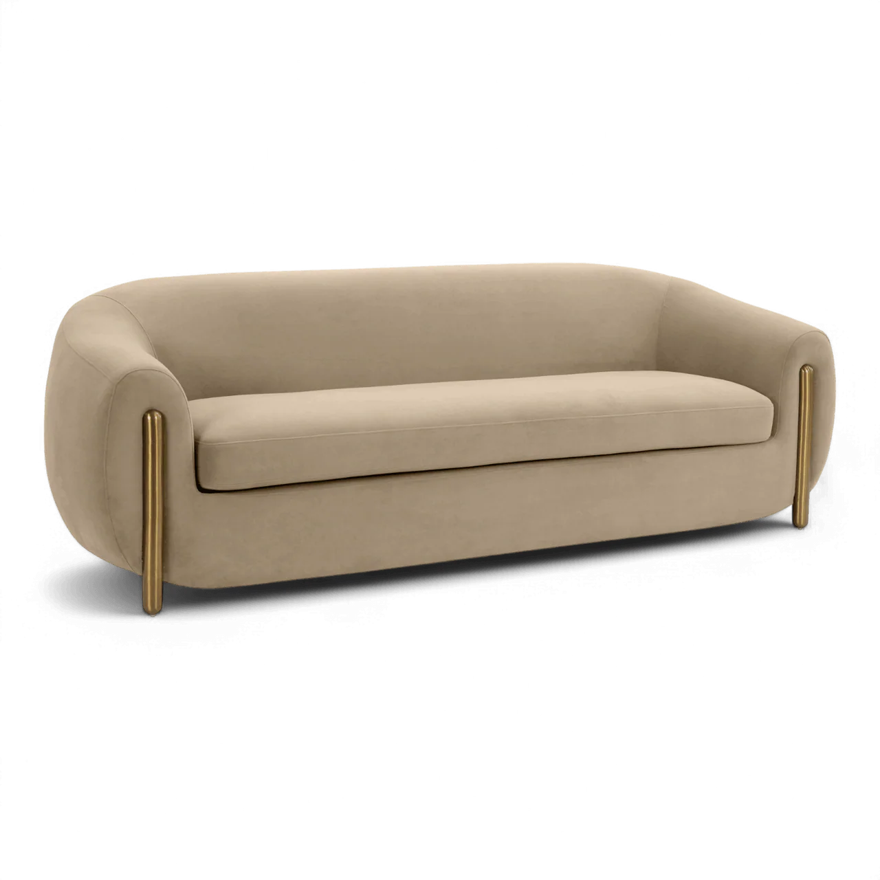 Galaxy Camel Brown Velvet Sofa - Image 3