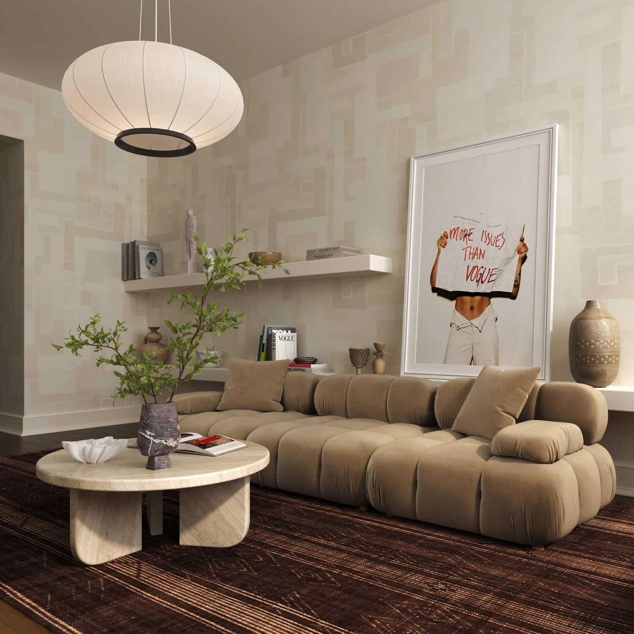 Solace Camel Velvet Modular Sofa - Image 2