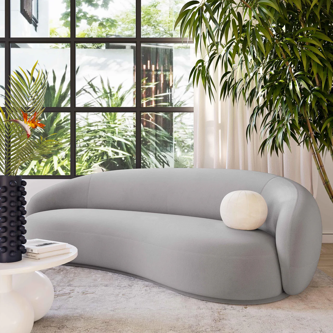 Urbana Light Grey Velvet Sofa - Image 3