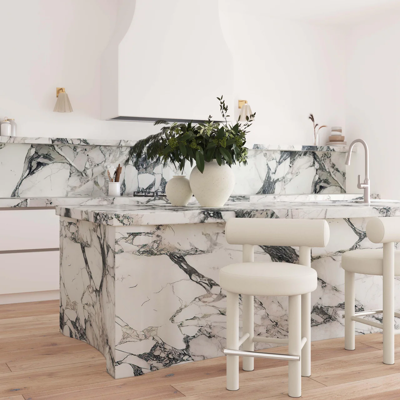 Arch Off White Velvet Counter Stool - Image 3