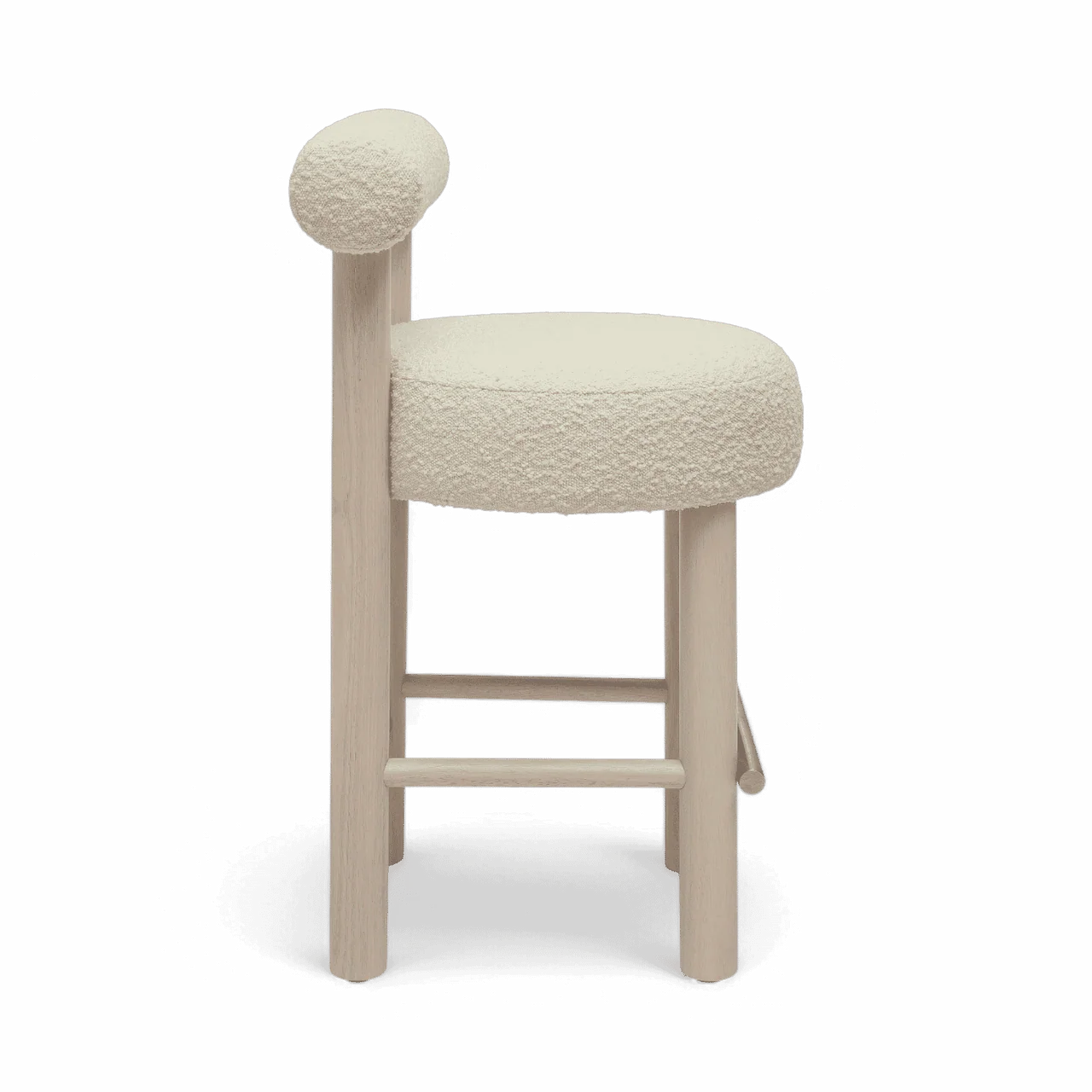 Arch Off White Boucle and Solid Wood Counter Stool - Image 5