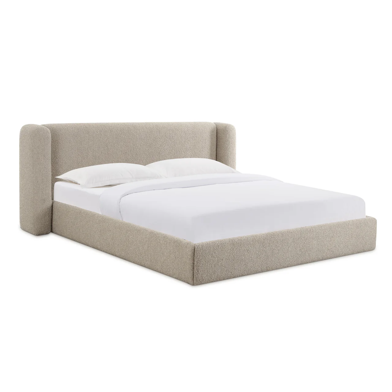 Vienna Tan Boucle Queen Bed - Image 2