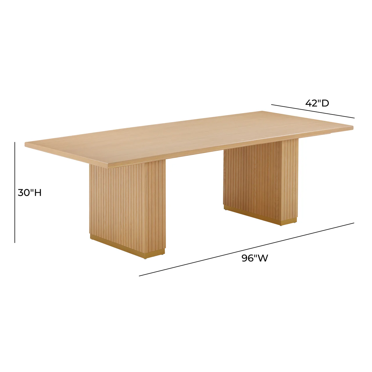 Elara Natural Oak Wood Rectangular Dining Table - Image 7