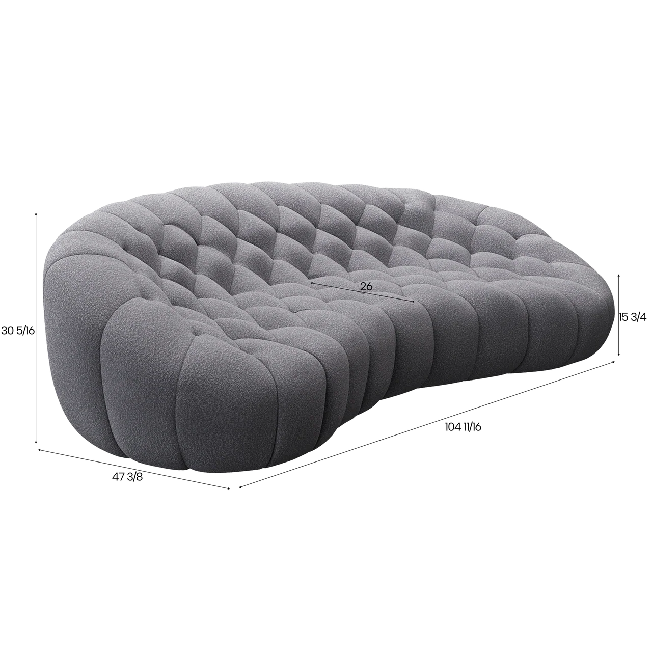 Warby 3 Seater Sofa Grey - Image 2