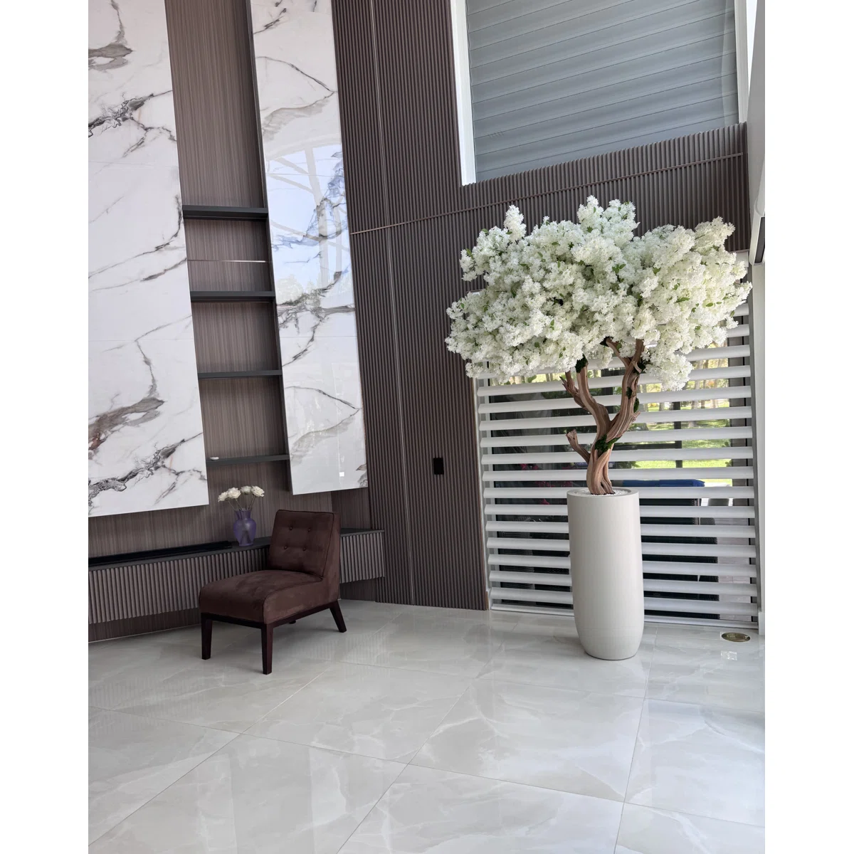White Cherry Blossom In 30 Globe planter - Image 2