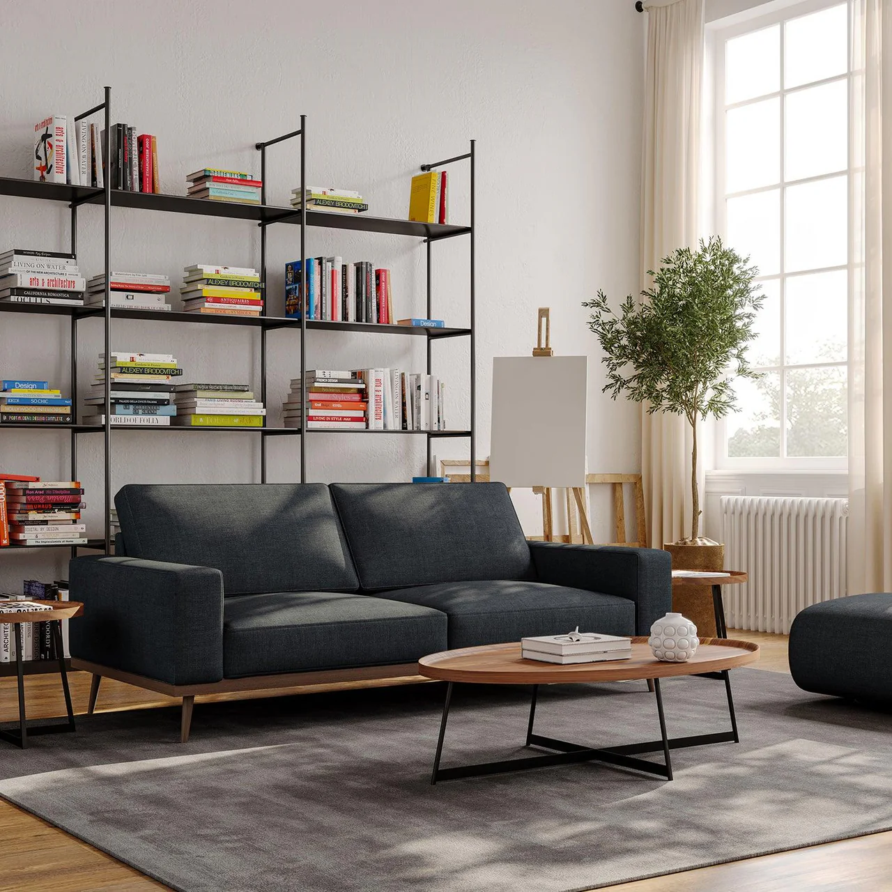 Aiden 3 Seater Sofa Dark Blue Gray - Image 2
