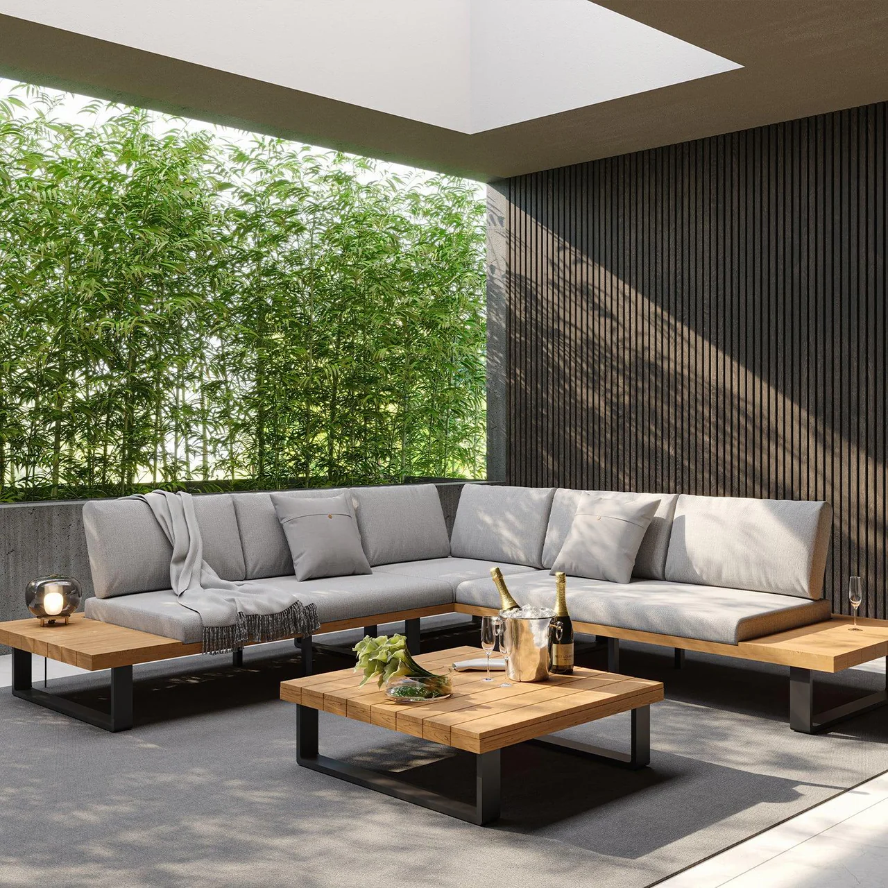 Bali Outdoor Sectional Sofa and Coffee Table Set - Image 3