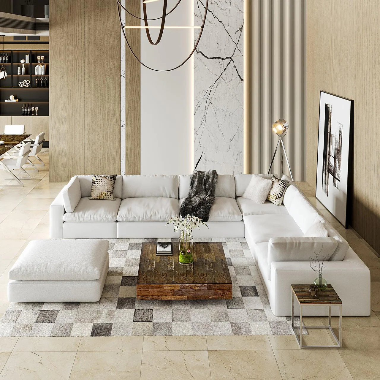 Bloom Extended Sectional Modular Sofa White - Image 6