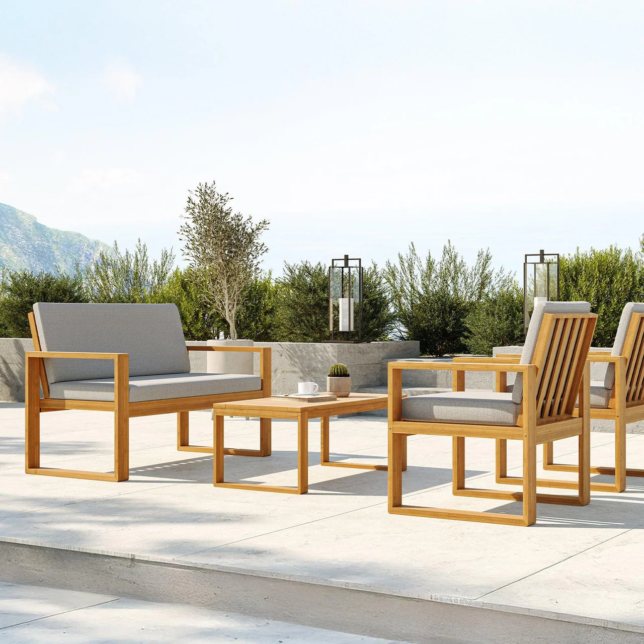 Bocay Outdoor 2 Seater Sofa Light Gray - Image 5