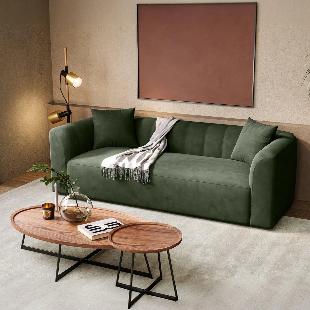 Camden 3 Seater Sofa Green - Image 5