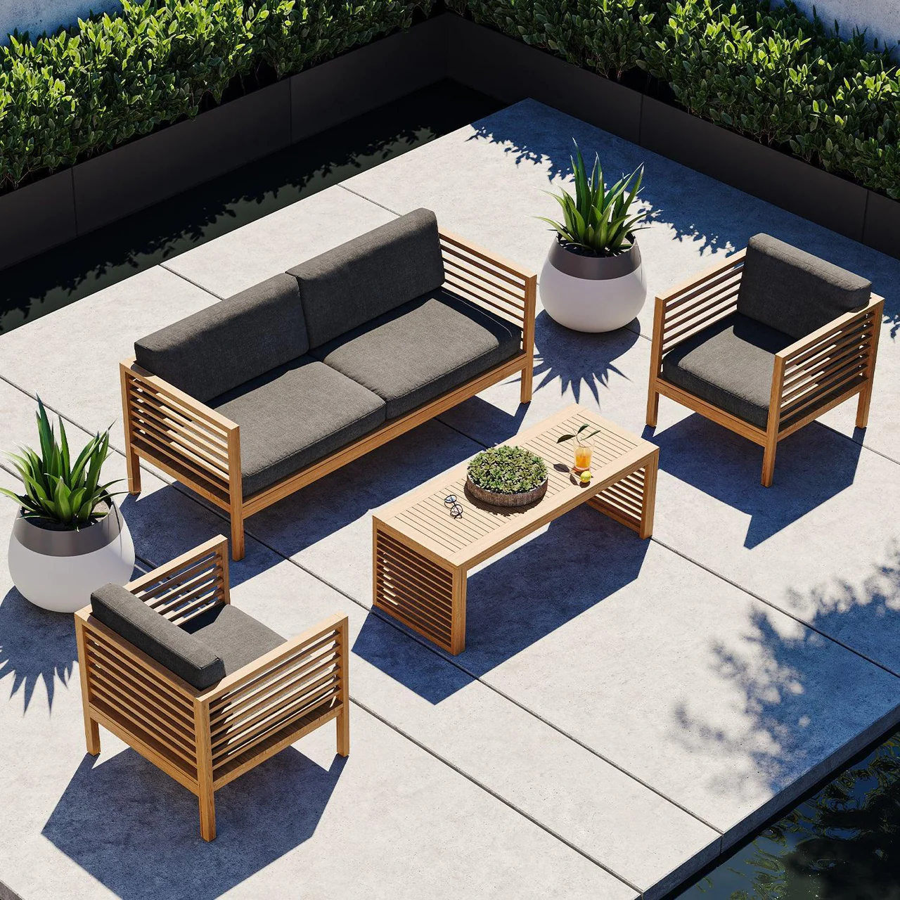 Cebu Outdoor 2 Seater Sofa Dark Gray - Image 6