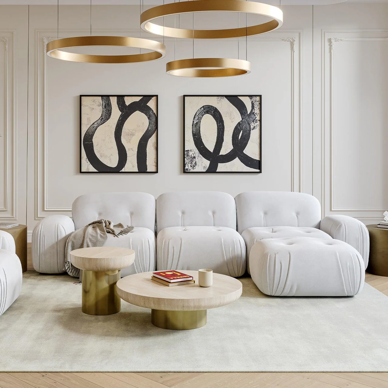 Dune Sectional Sofa Off White Velvet - Image 5