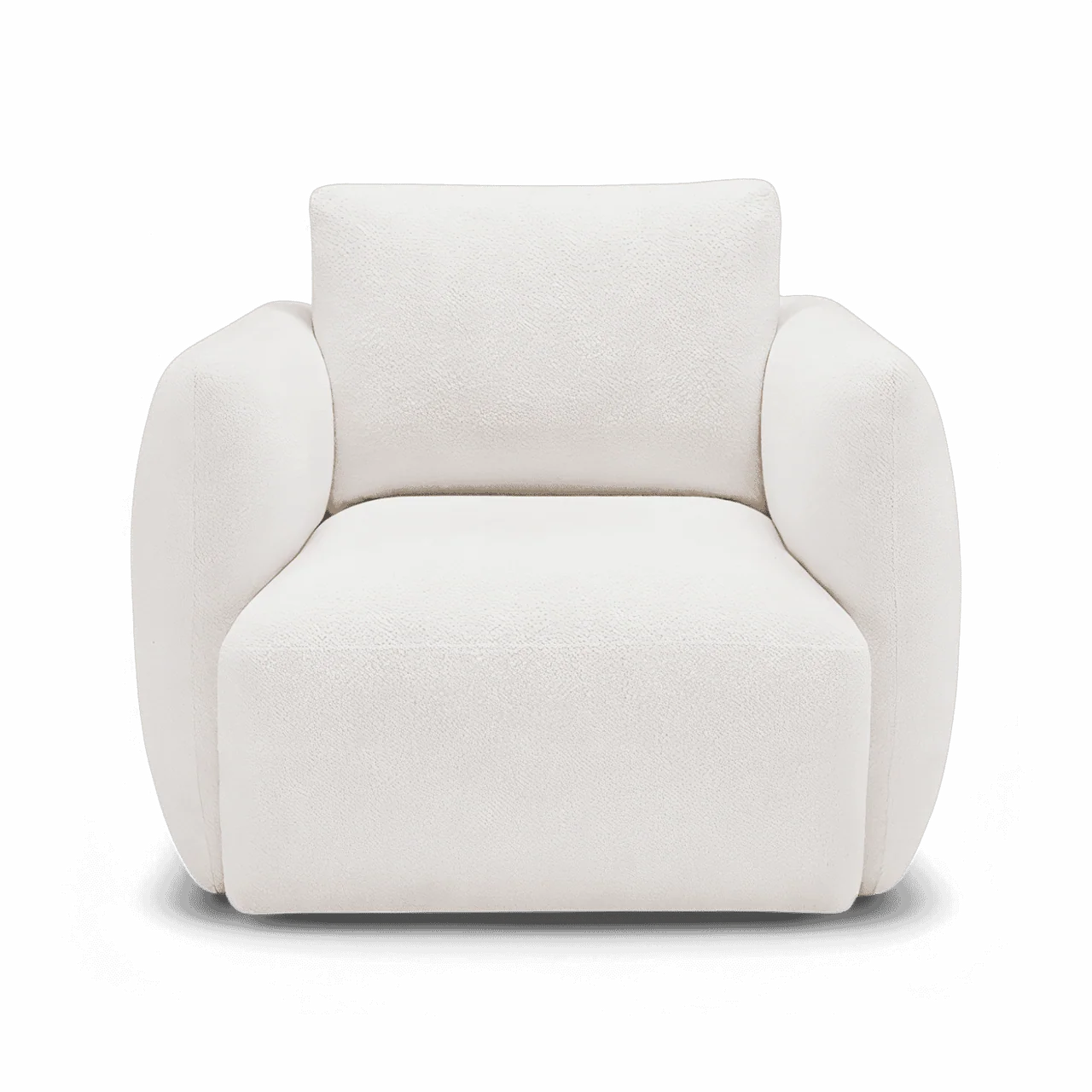 white boucle lounge chair