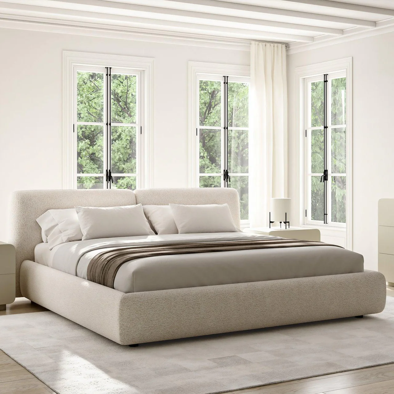 Gabriele Bed White Boucle - Image 6