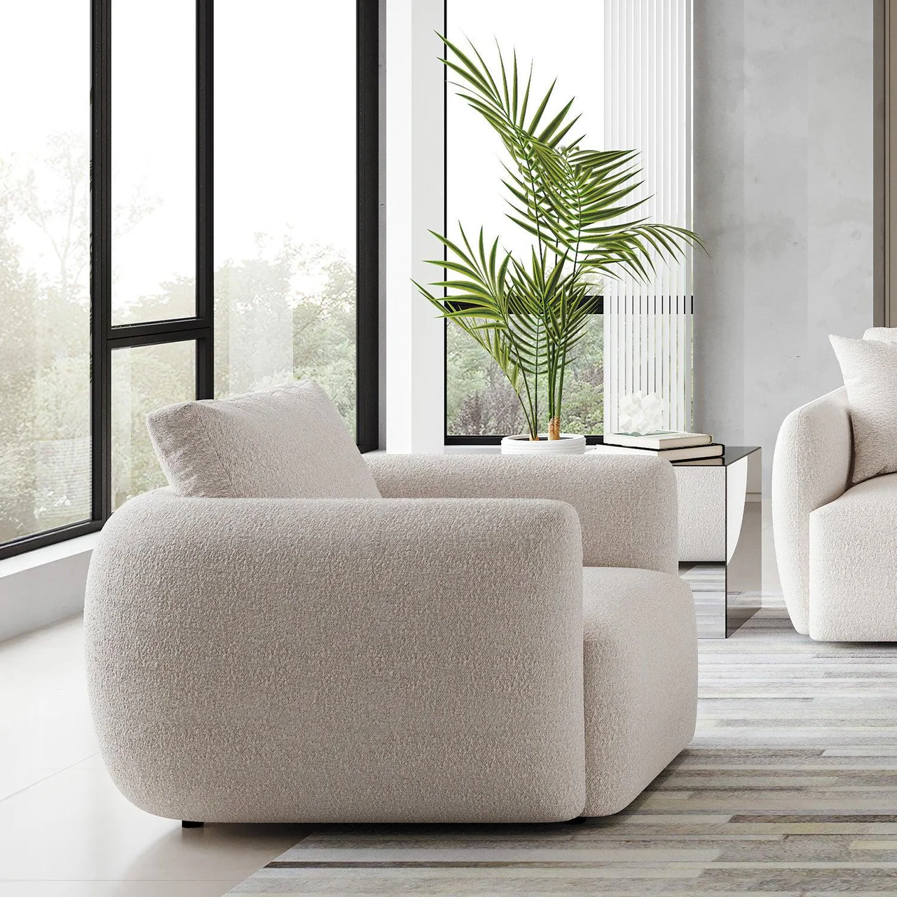 Gabriele Lounge Chair White Boucle - Image 6