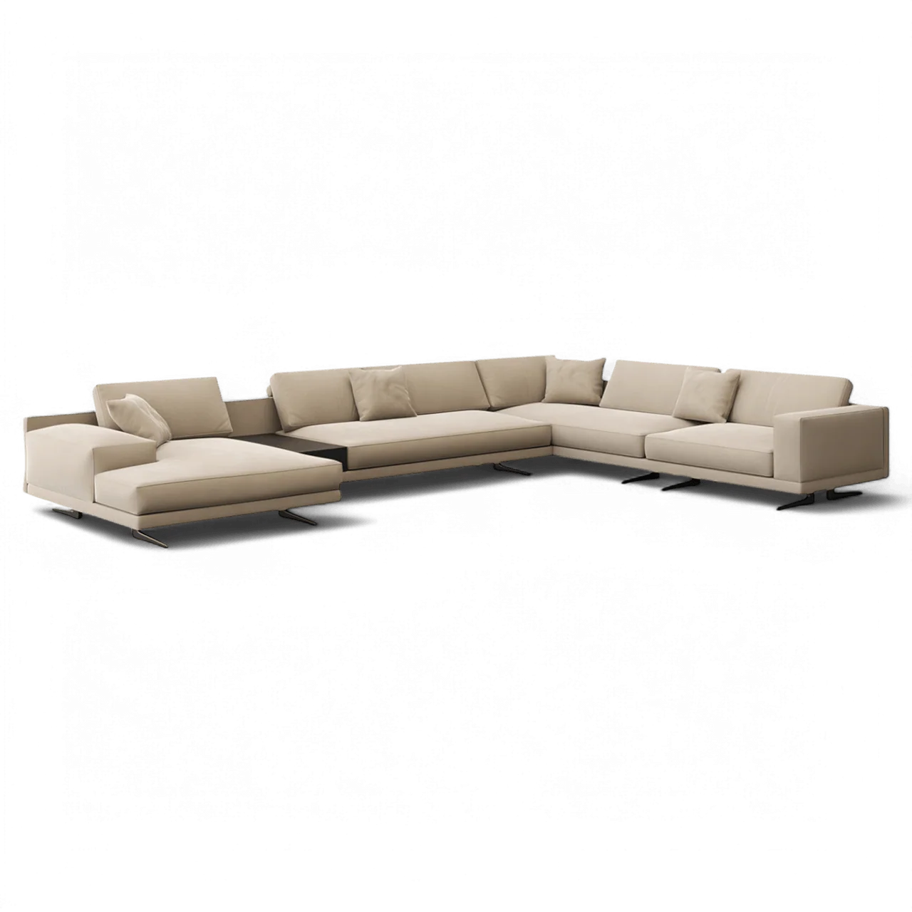 Maestro Sectional Sofa Beige Velvet - Image 2