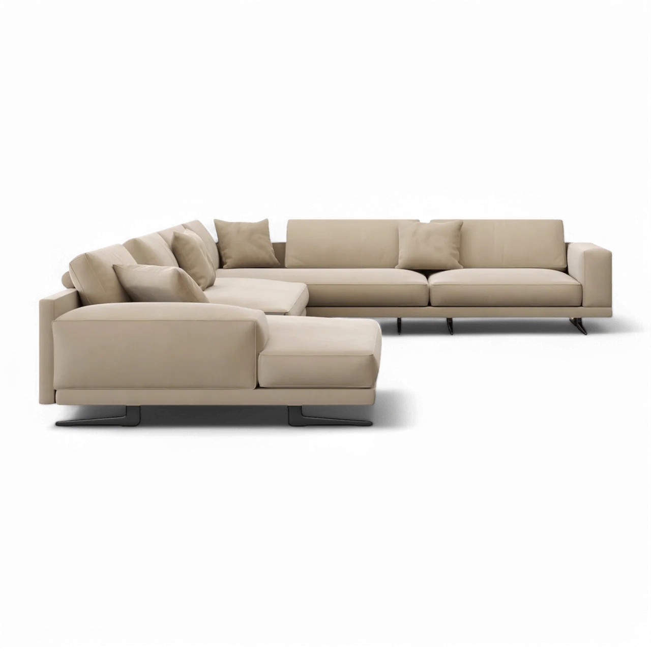 Maestro Sectional Sofa Beige Velvet - Image 5