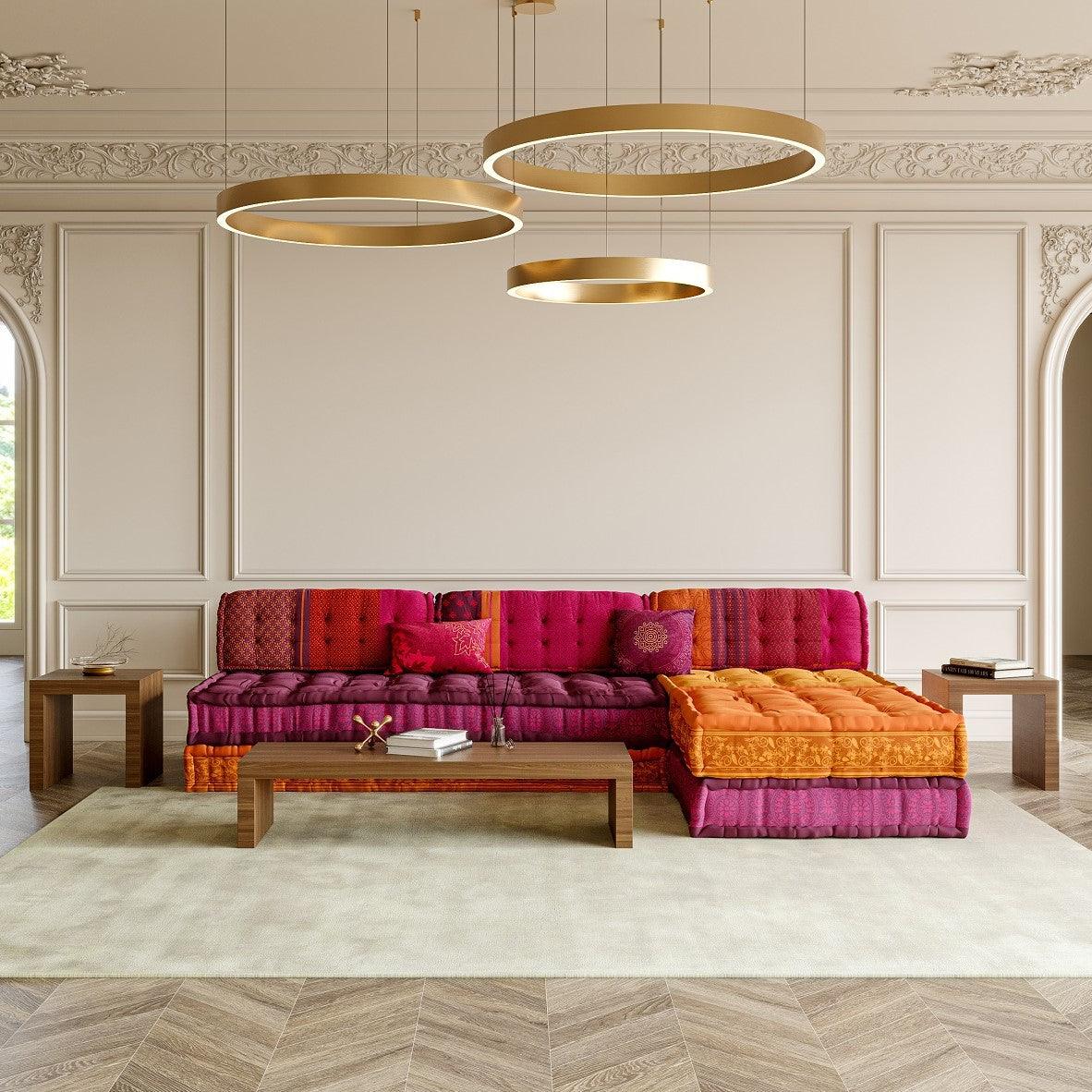 Maili Sectional Sofa Purple & Orange - Image 4