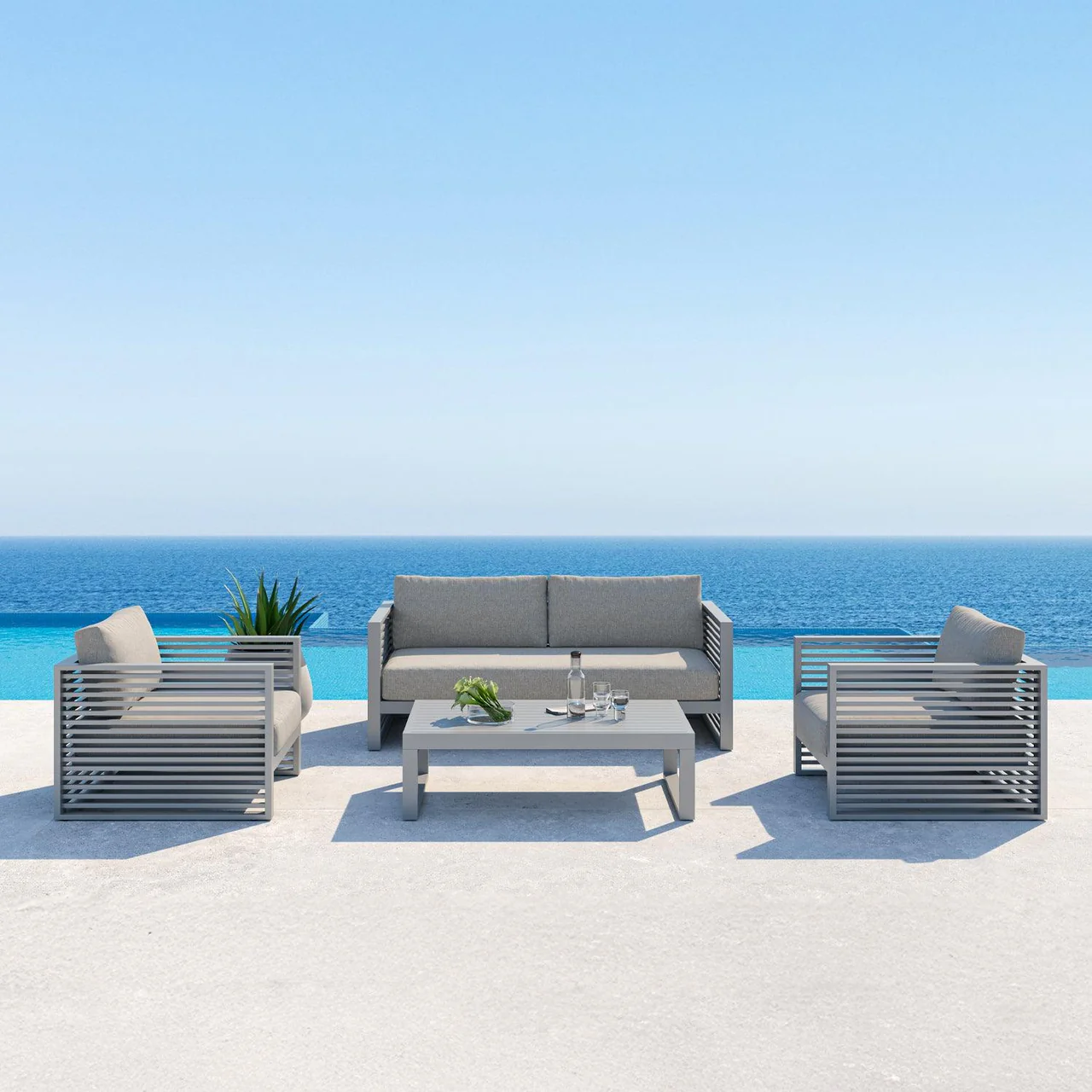 Mallorca Outdoor 3-Seater Sofa Gray - Image 5