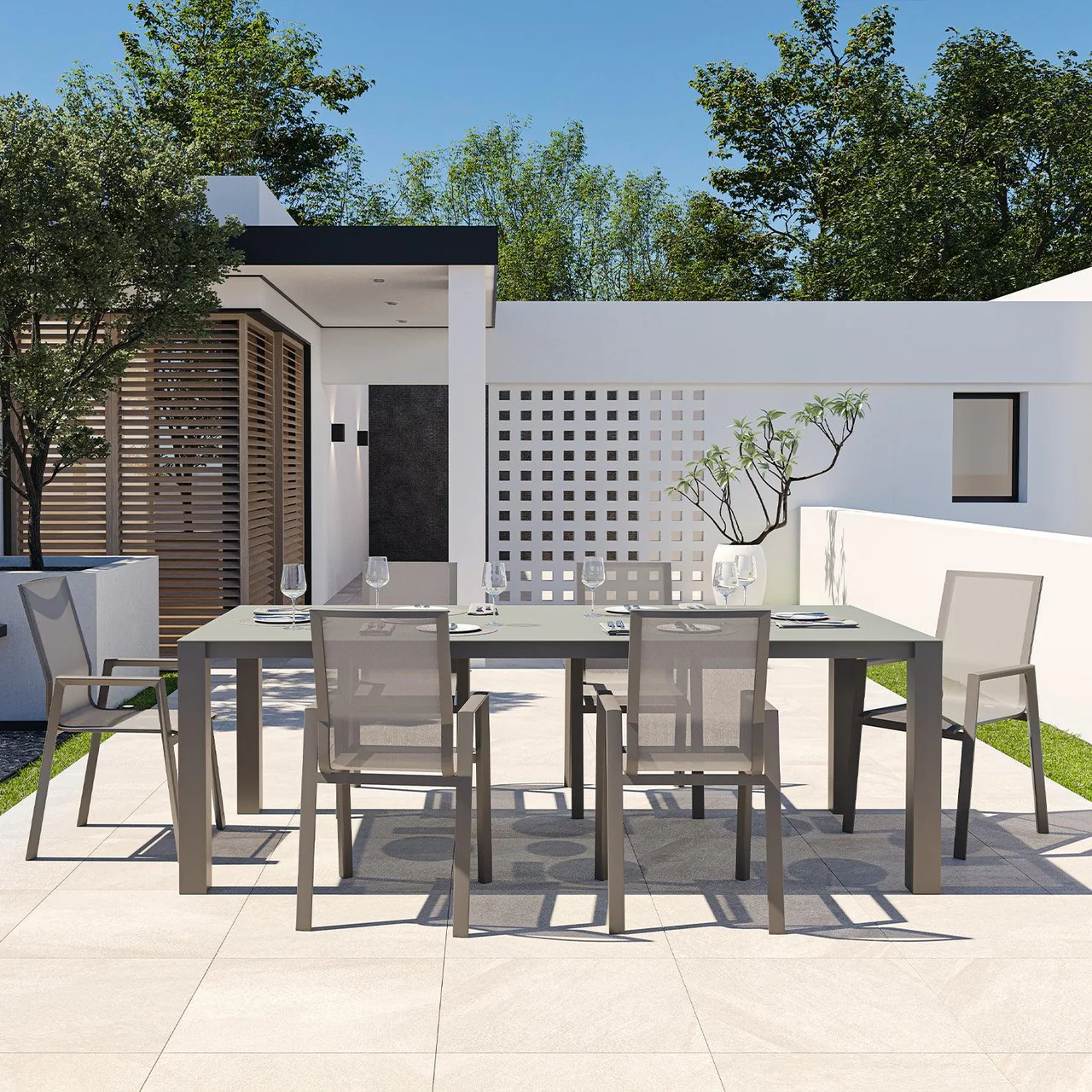 Malta Outdoor Dining Set Gray - Image 10