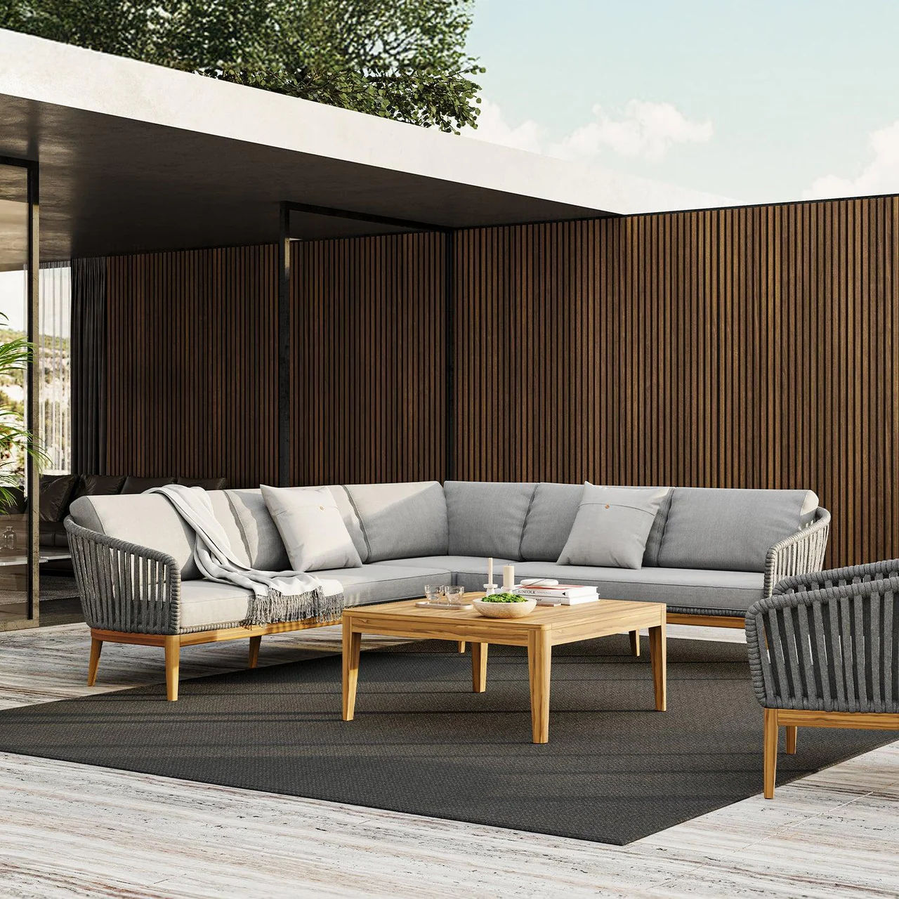 Maui Outdoor Sectional Sofa Light Gray - Image 5