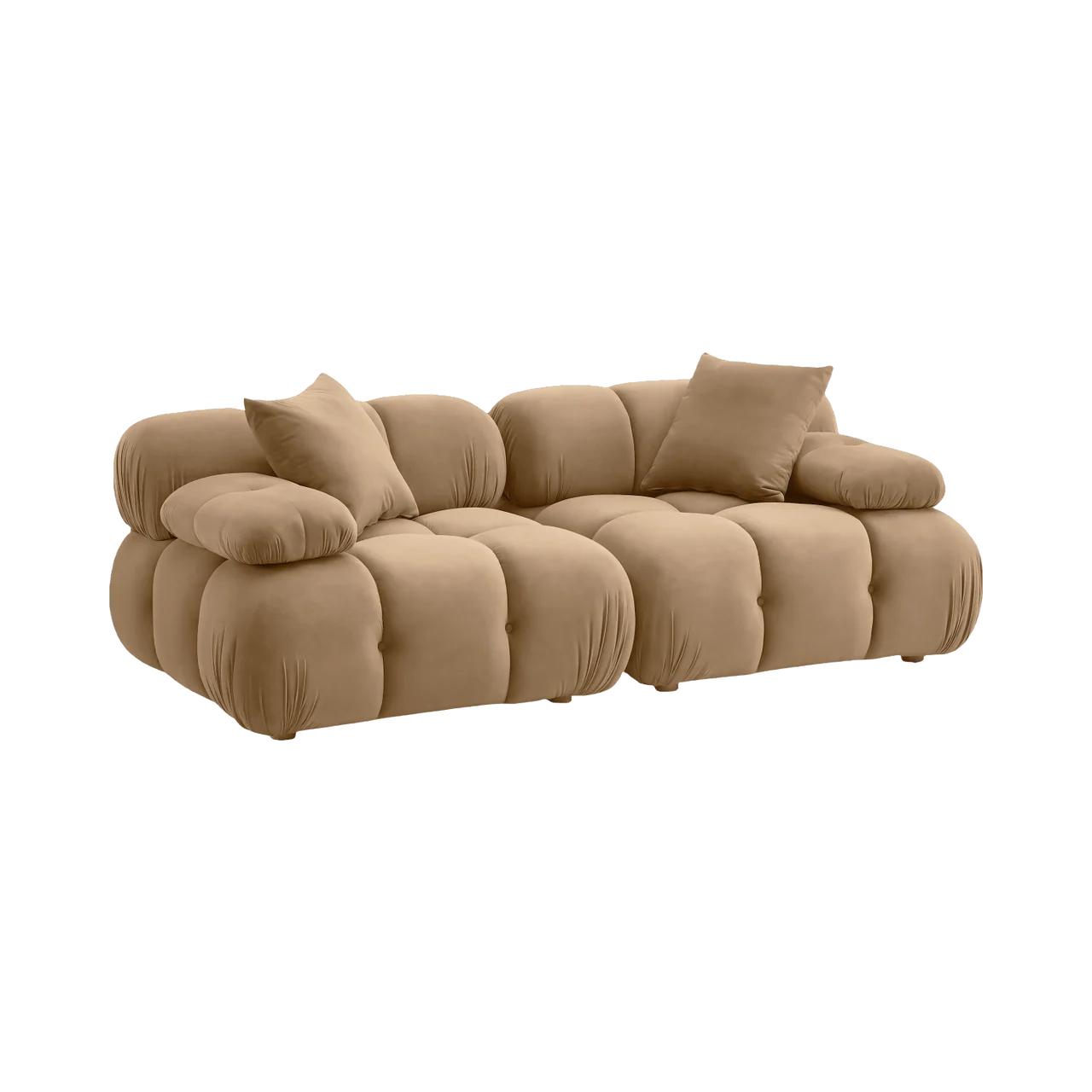 Solace Camel Velvet Modular Loveseat - Image 3